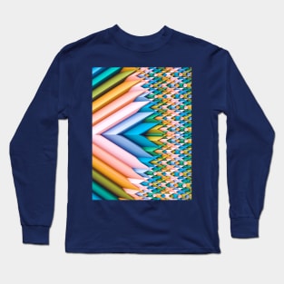 Rainbow Pastel Abstract Geometric 3d Chevron Long Sleeve T-Shirt